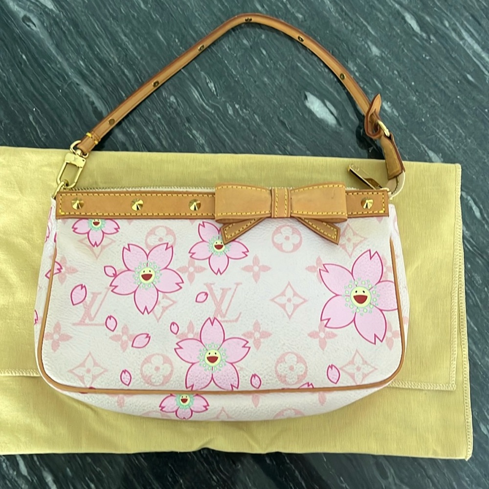 Louis Vuitton Takashi Murakami collab pink cherry blossom pochette